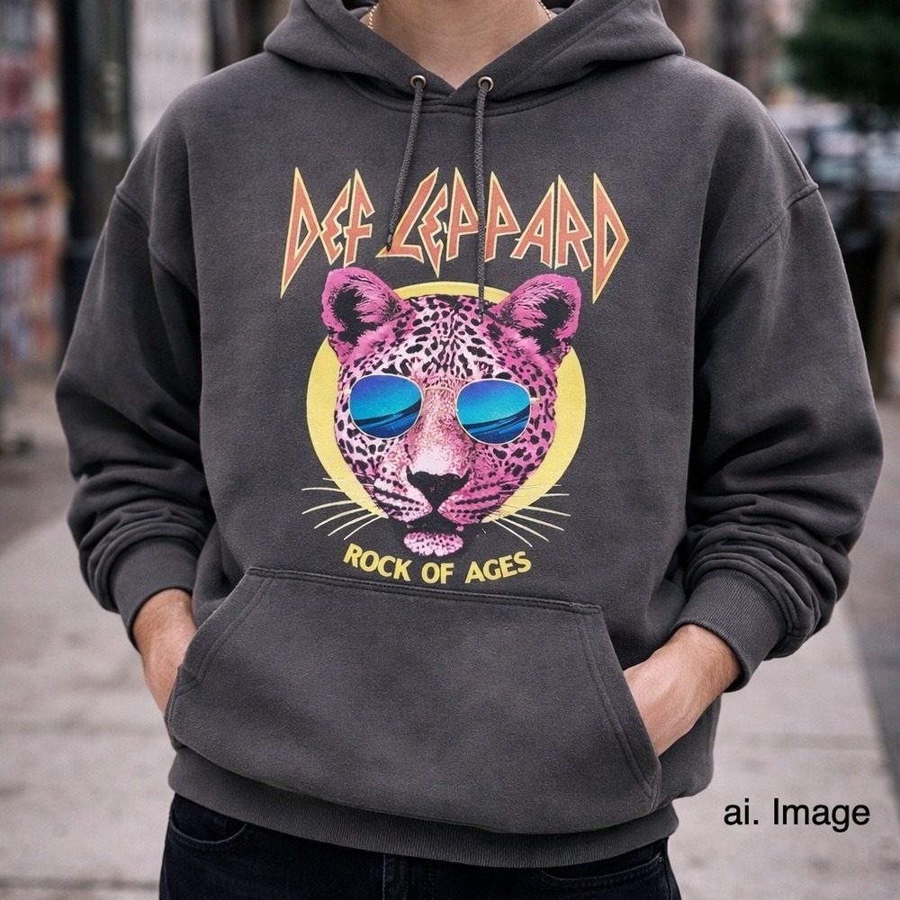 Def Leppard Rock of Ages Hoodie Men XXL Charcoal Gray Graphic TourCore